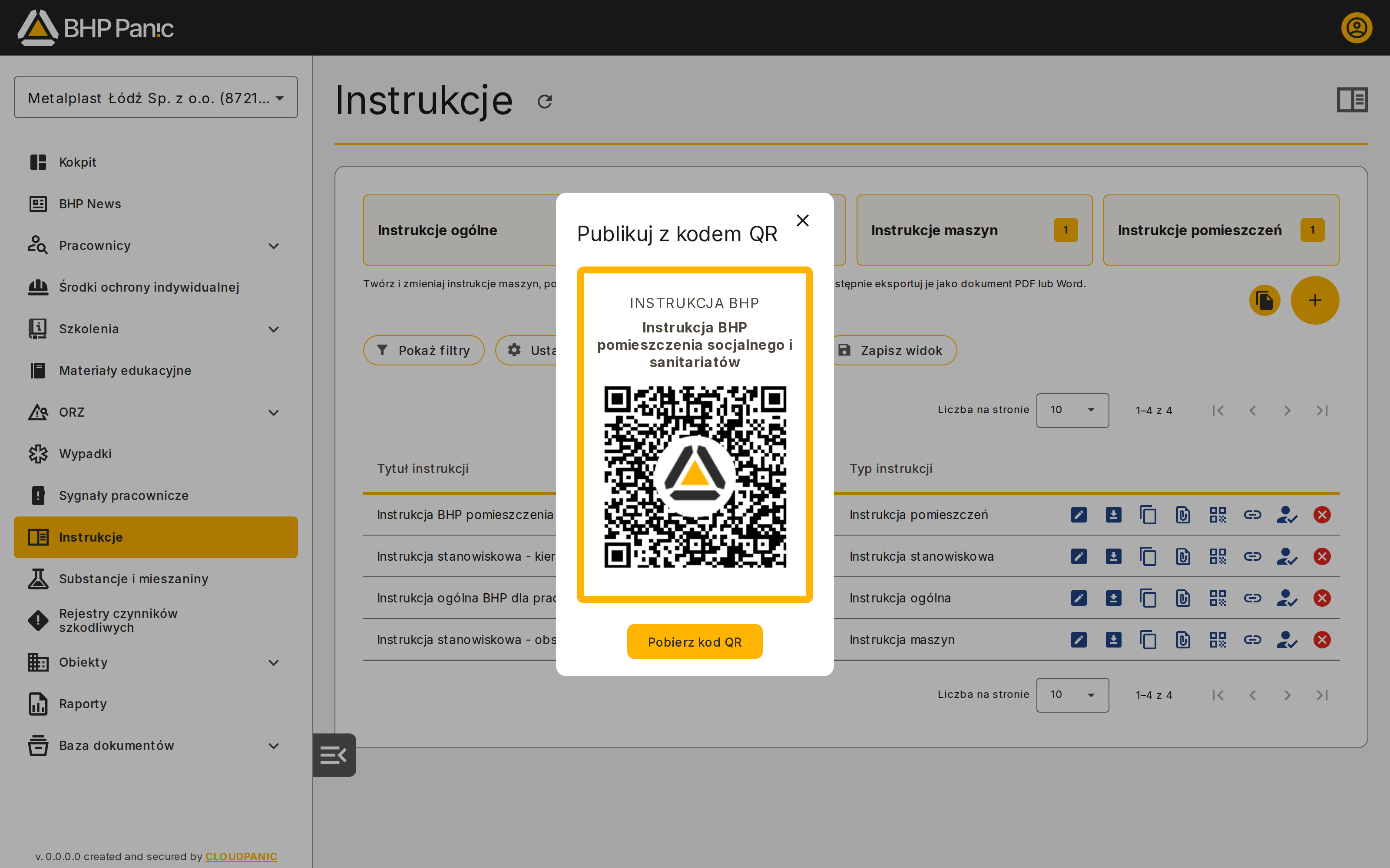 Dialog z kodem QR
